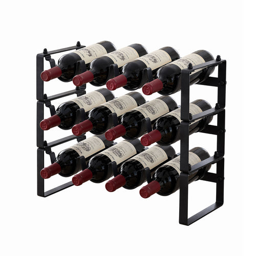 Artiss 12 Bottle Metal Wine Rack | 3 Tier Black – wine storage and bottle display