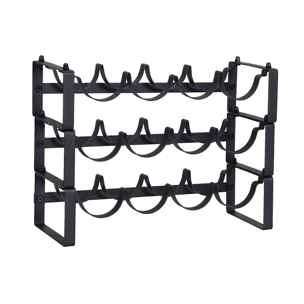 Artiss 12 Bottle Metal Wine Rack | 3 Tier Black – wine storage and bottle display