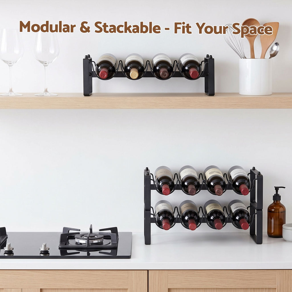 Artiss 12 Bottle Metal Wine Rack | 3 Tier Black – wine storage and bottle display