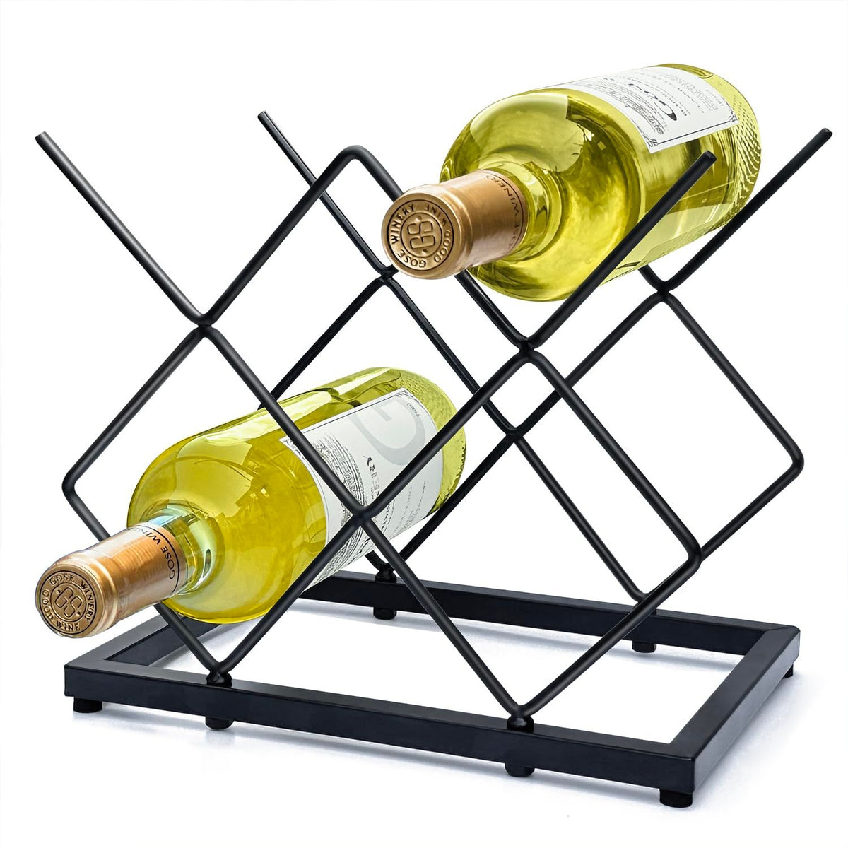5 Bottle Metal Countertop Wine Rack | Black – wine storage and bottle display