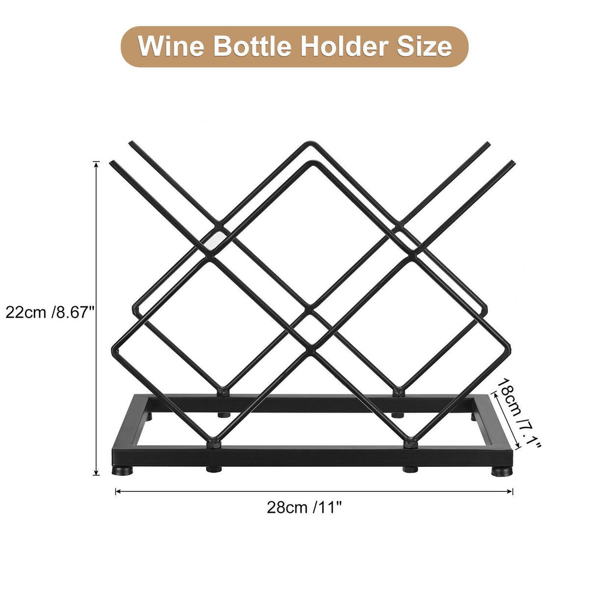 5 Bottle Metal Countertop Wine Rack | Black – wine storage and bottle display