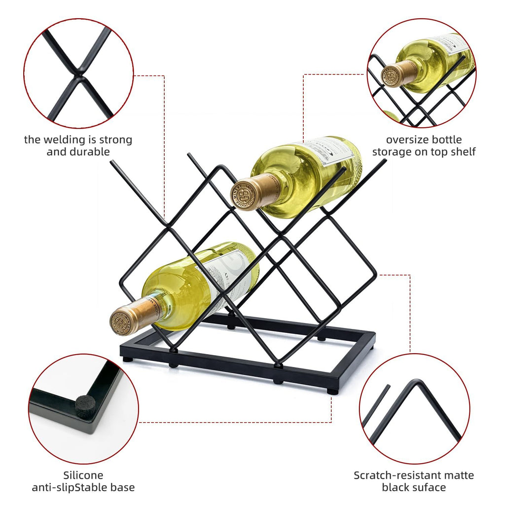 5 Bottle Metal Countertop Wine Rack | Black – wine storage and bottle display