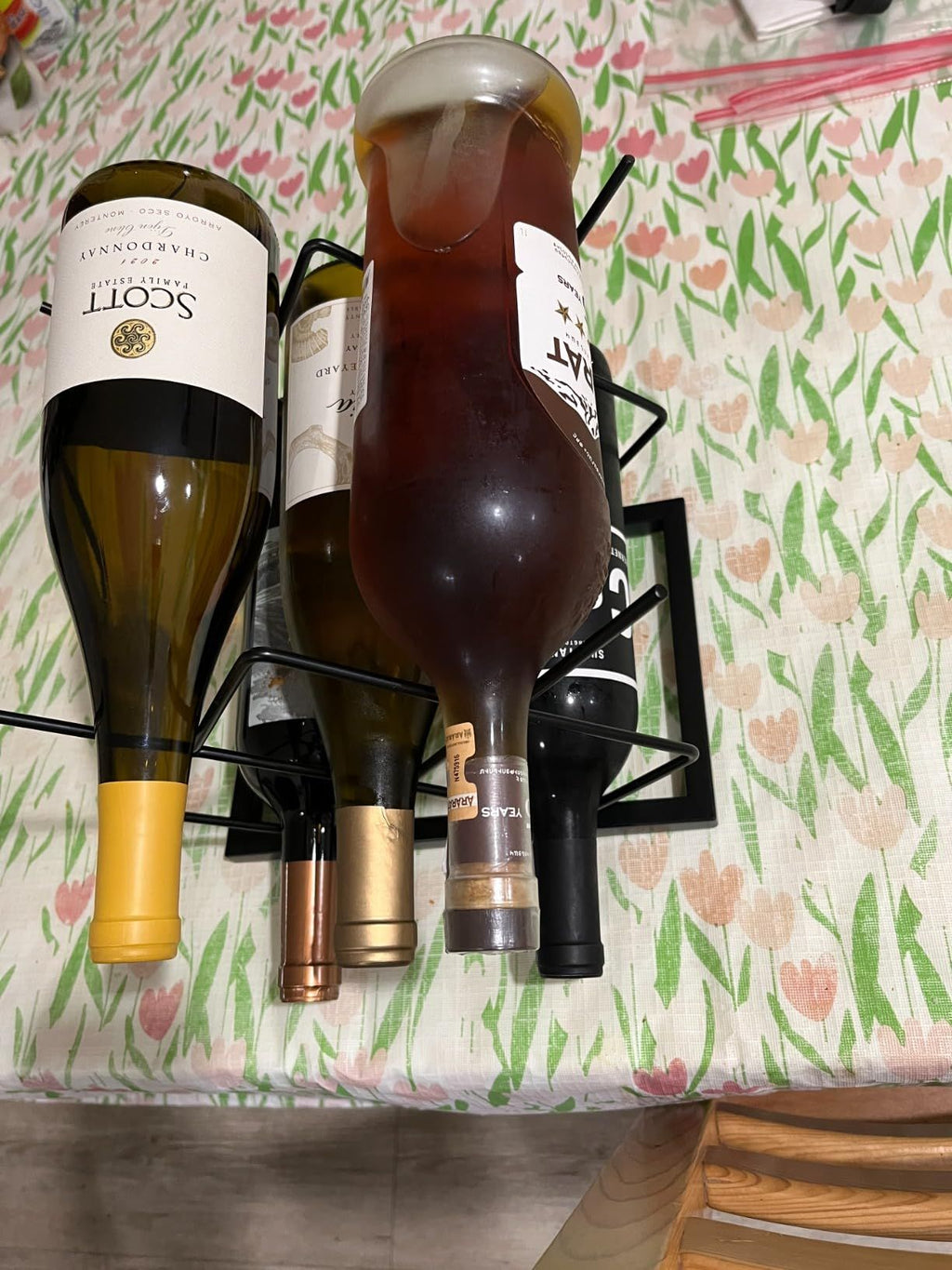 5 Bottle Metal Countertop Wine Rack | Black – wine storage and bottle display