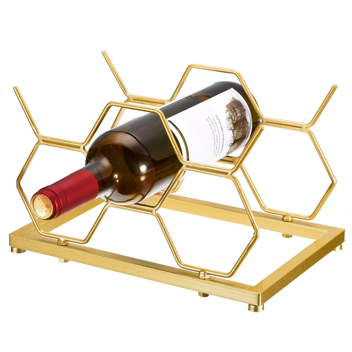 5 Bottle Metal Countertop Wine Rack | Gold – wine storage and bottle display
