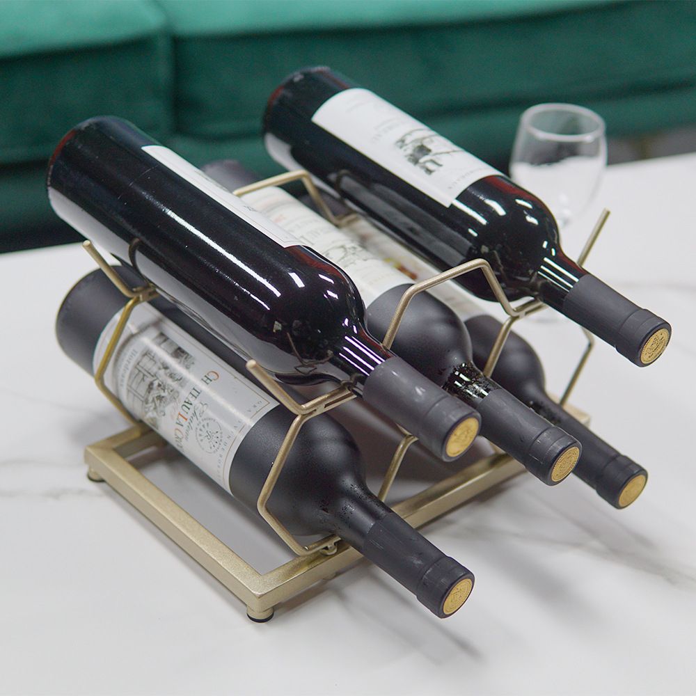 5 Bottle Metal Countertop Wine Rack | Gold – wine storage and bottle display