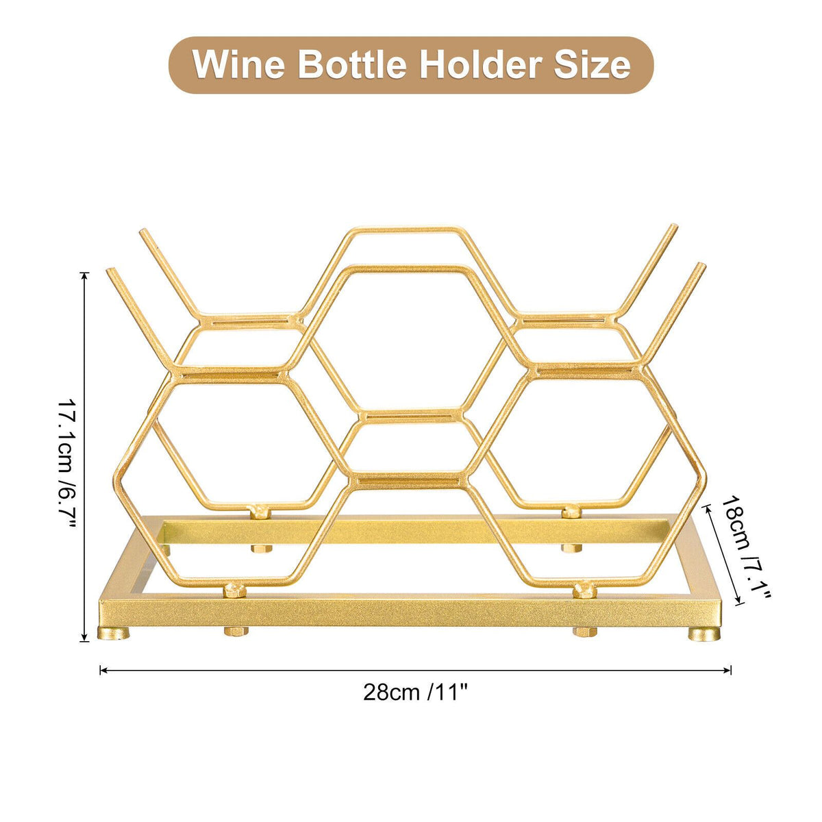 5 Bottle Metal Countertop Wine Rack | Gold – wine storage and bottle display