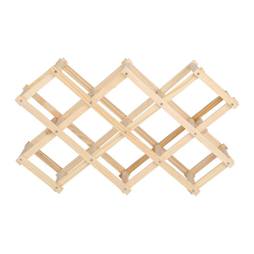 10 Bottle Foldable Pine Wine Rack | Natural Finish – wine storage and bottle display