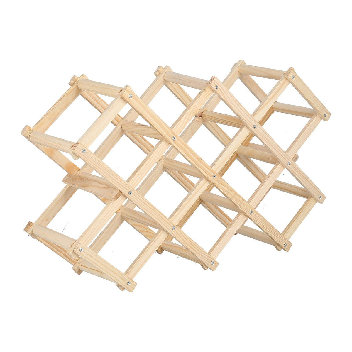 10 Bottle Foldable Pine Wine Rack | Natural Finish – wine storage and bottle display