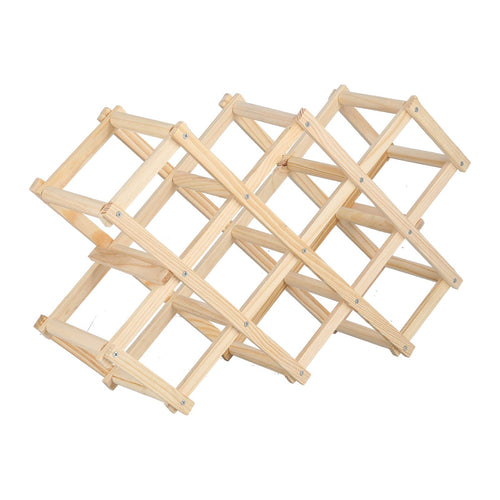 10 Bottle Foldable Pine Wine Rack | Natural Finish – wine storage and bottle display