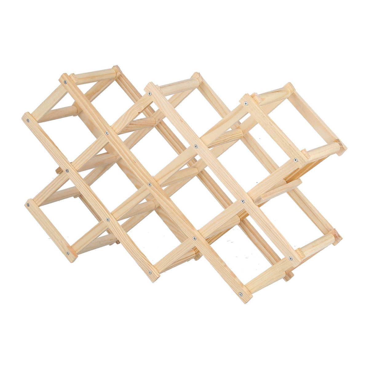 10 Bottle Foldable Pine Wine Rack | Natural Finish – wine storage and bottle display