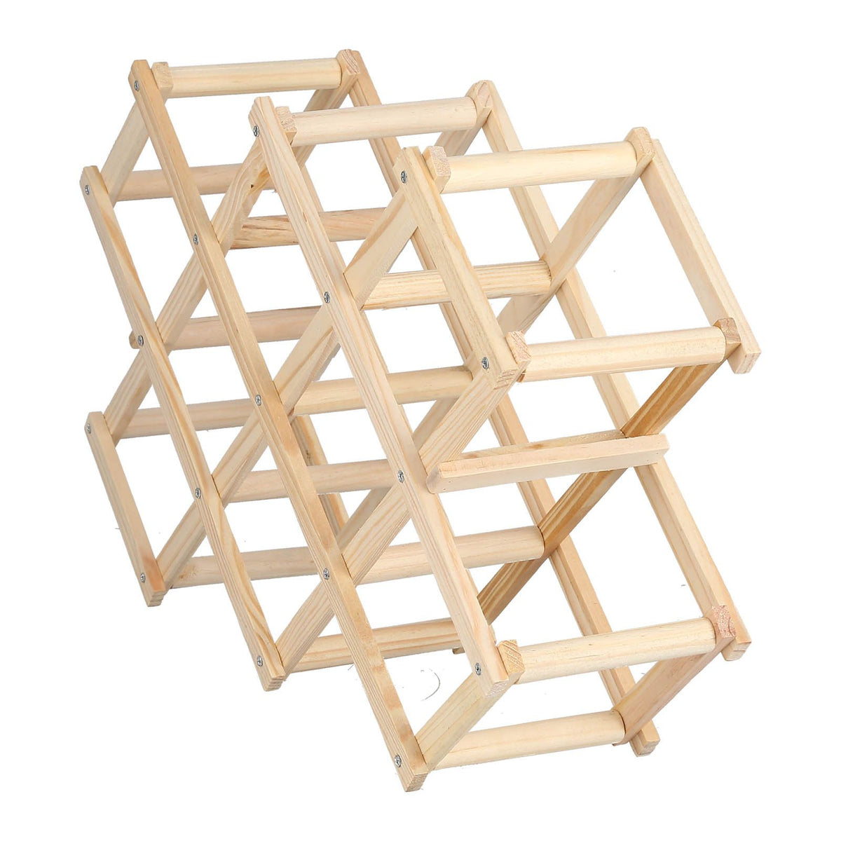 10 Bottle Foldable Pine Wine Rack | Natural Finish – wine storage and bottle display