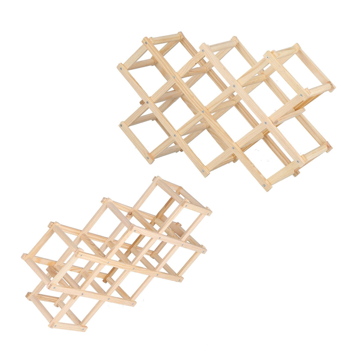 10 Bottle Foldable Pine Wine Rack | Natural Finish – wine storage and bottle display