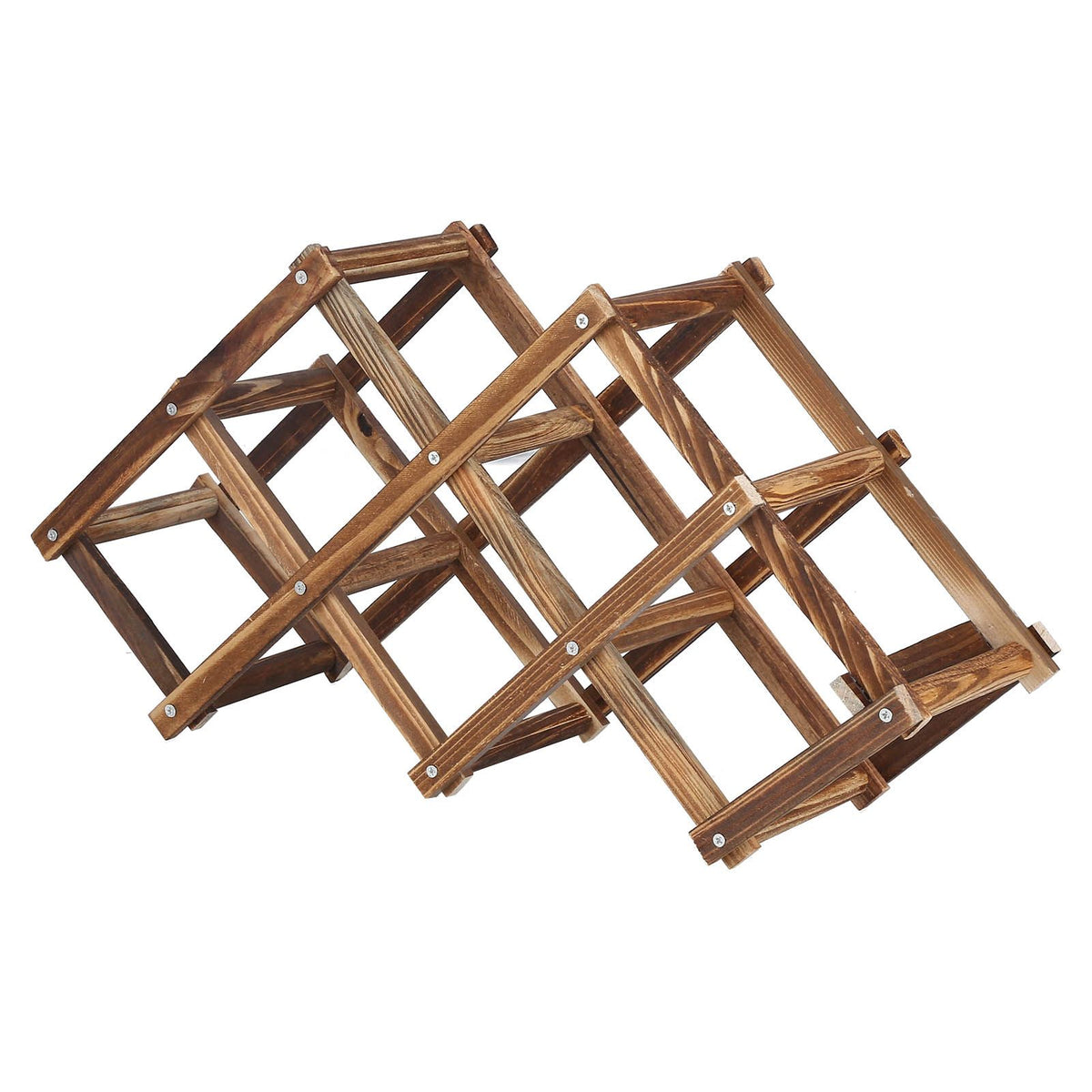 6 Bottle Foldable Pine Wine Rack | Roasted Finish – wine storage and bottle display