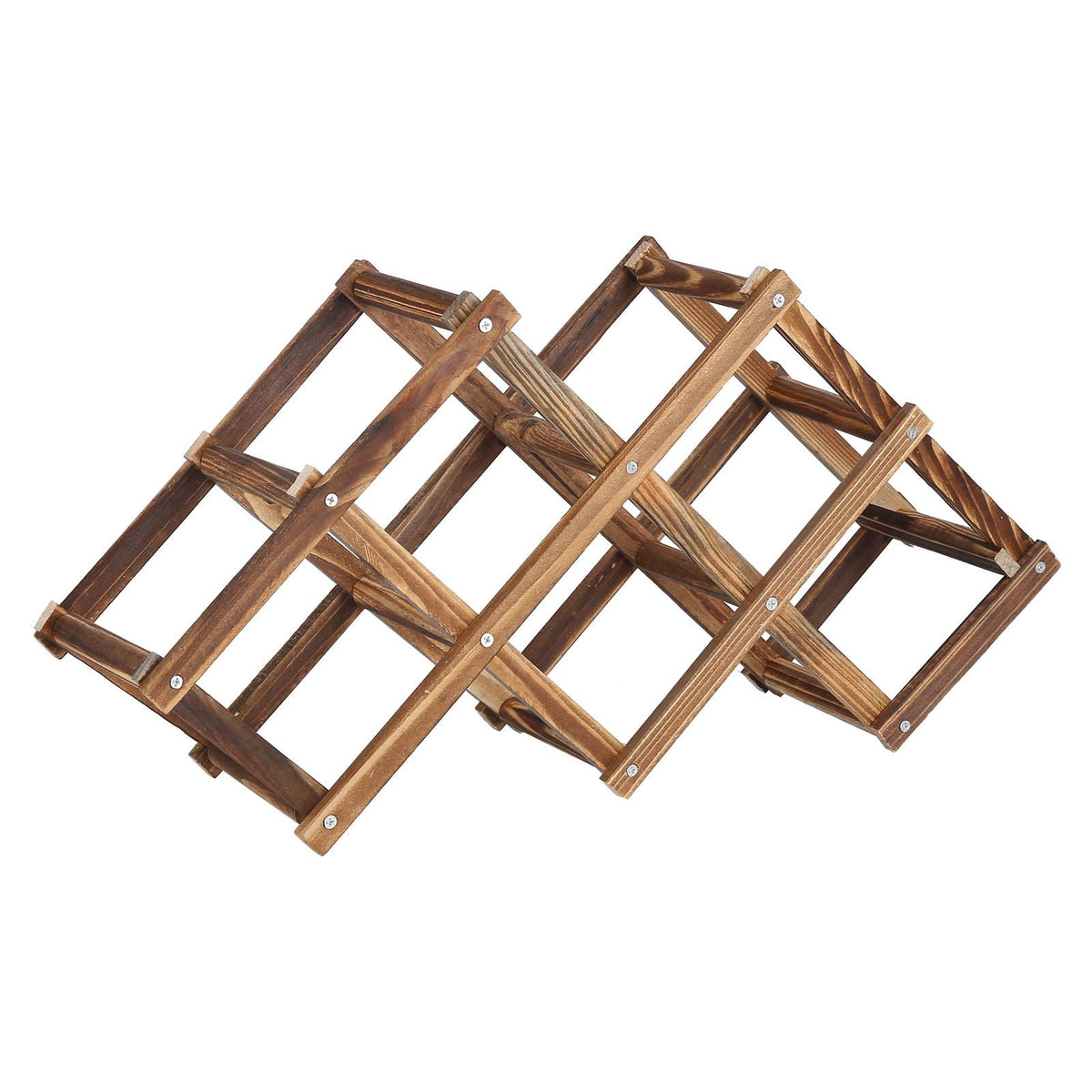 6 Bottle Foldable Pine Wine Rack | Roasted Finish – wine storage and bottle display