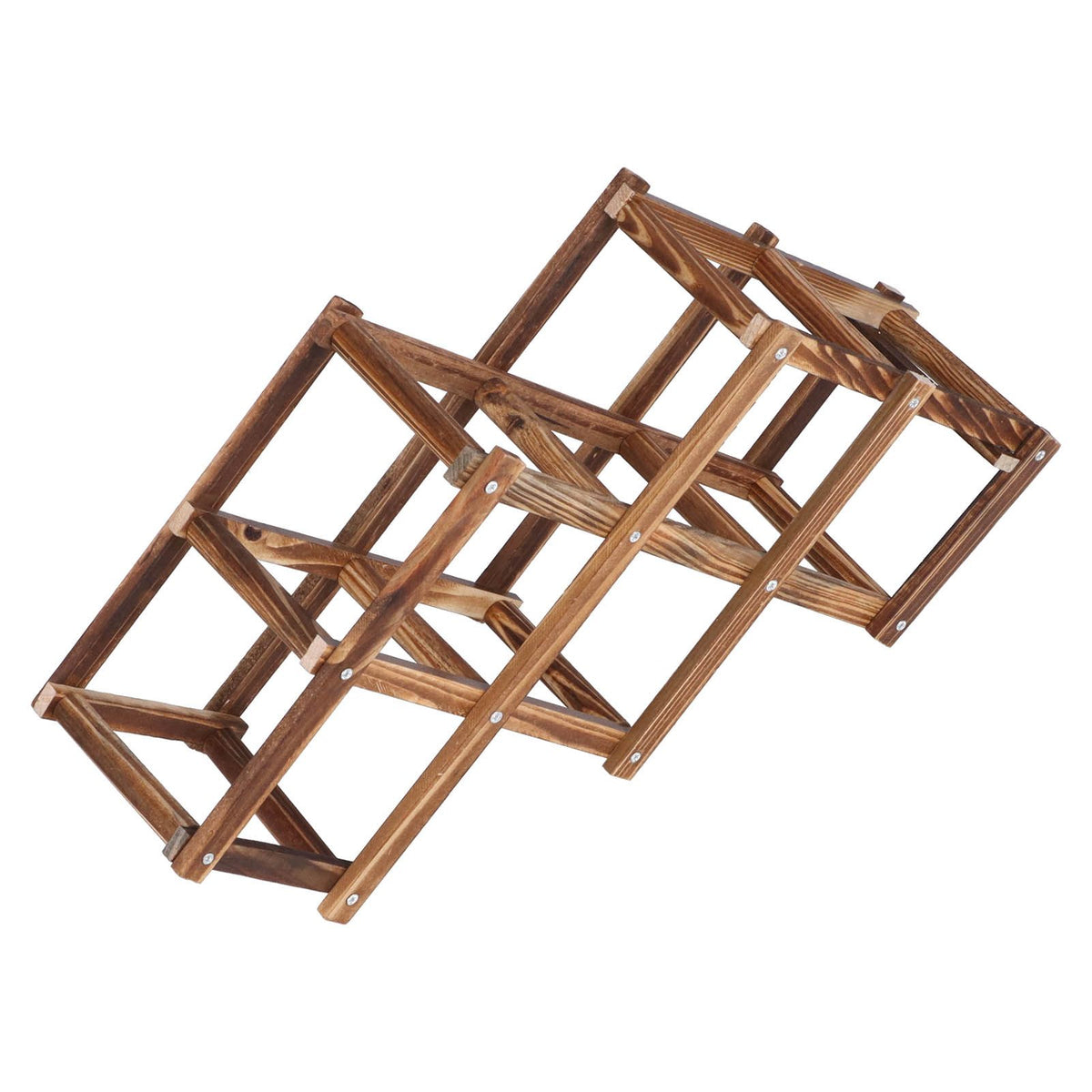 6 Bottle Foldable Pine Wine Rack | Roasted Finish – wine storage and bottle display
