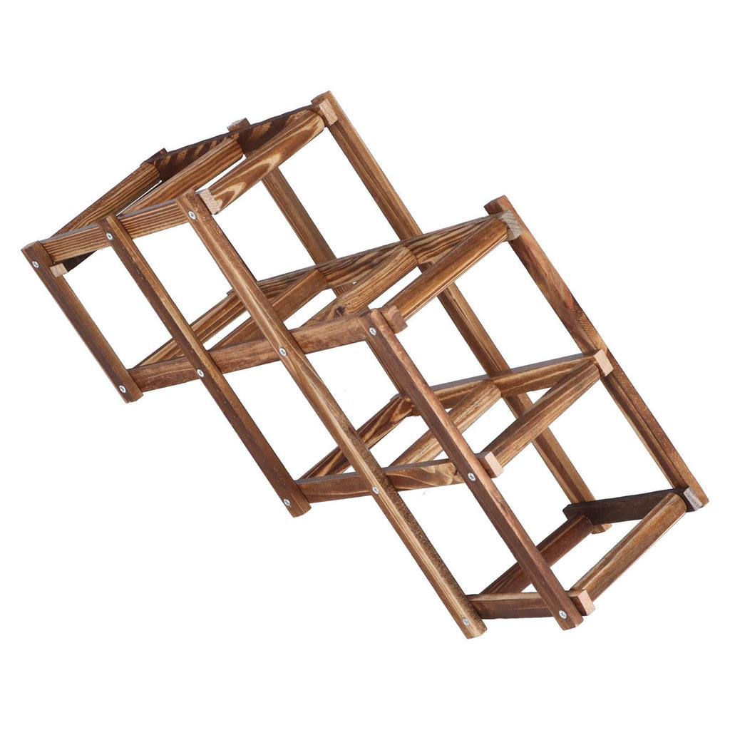 6 Bottle Foldable Pine Wine Rack | Roasted Finish – wine storage and bottle display