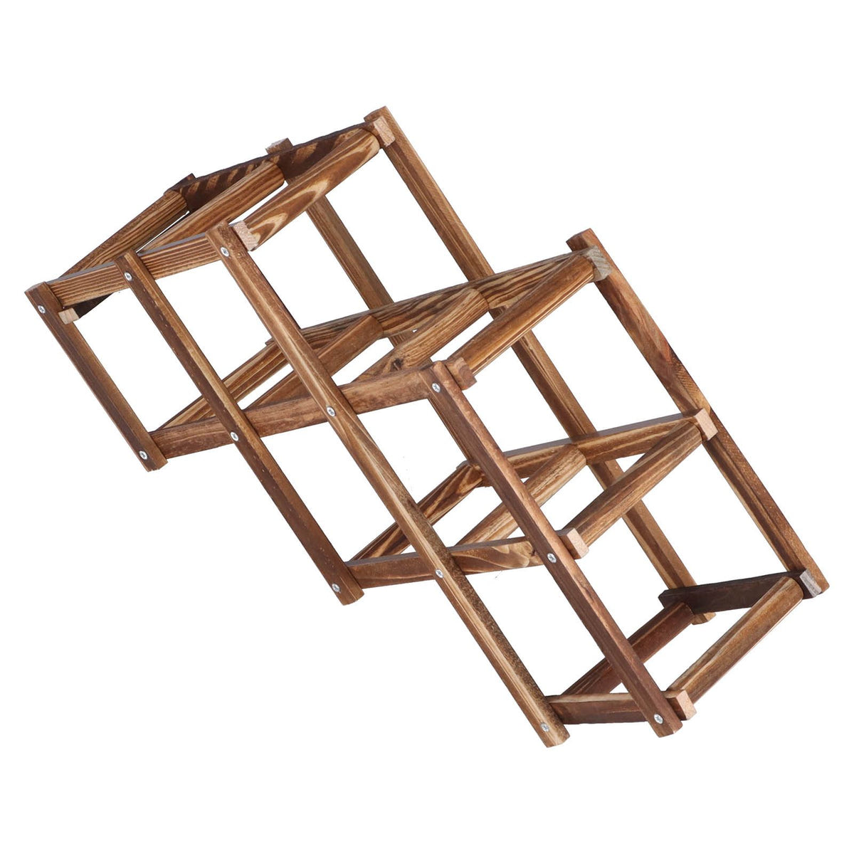 6 Bottle Foldable Pine Wine Rack | Roasted Finish – wine storage and bottle display