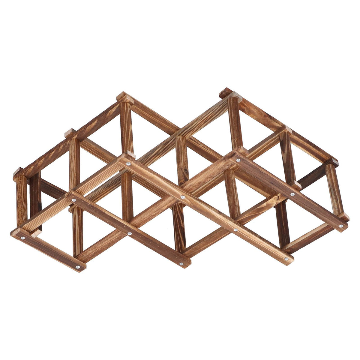 6 Bottle Foldable Pine Wine Rack | Roasted Finish – wine storage and bottle display