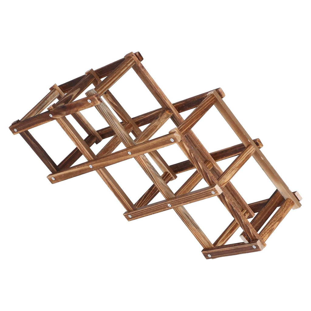 6 Bottle Foldable Pine Wine Rack | Roasted Finish – wine storage and bottle display