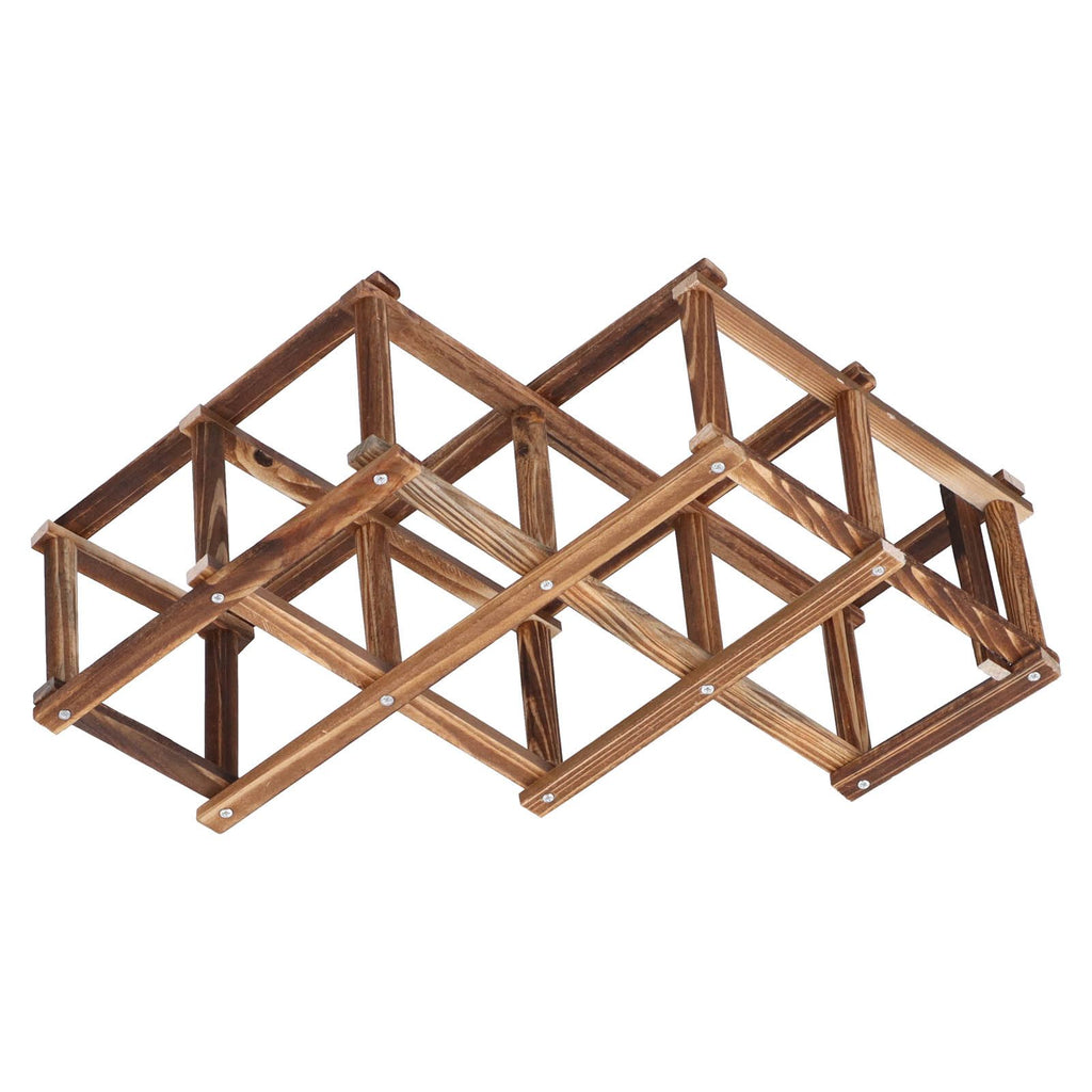 6 Bottle Foldable Pine Wine Rack | Roasted Finish – wine storage and bottle display