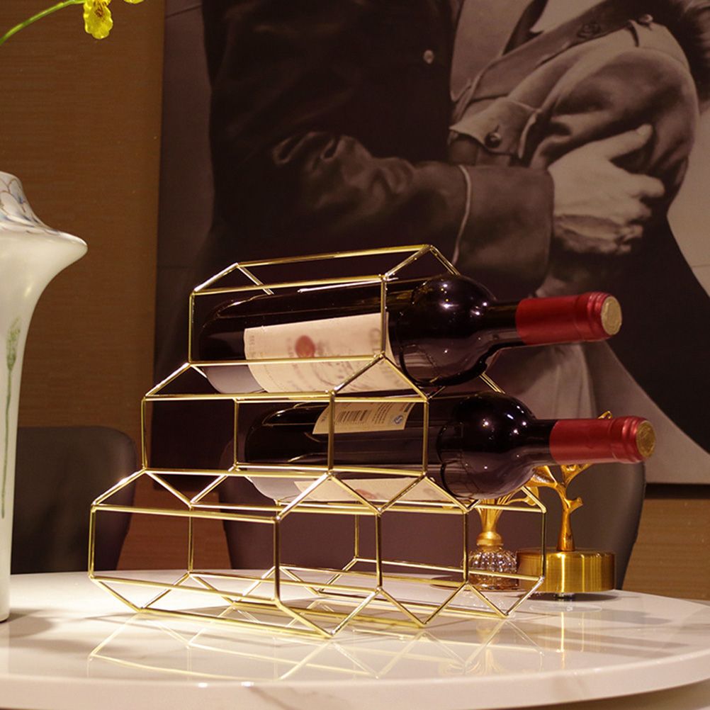 6 Bottle Modern Metal Tabletop Wine Rack – wine storage and bottle display