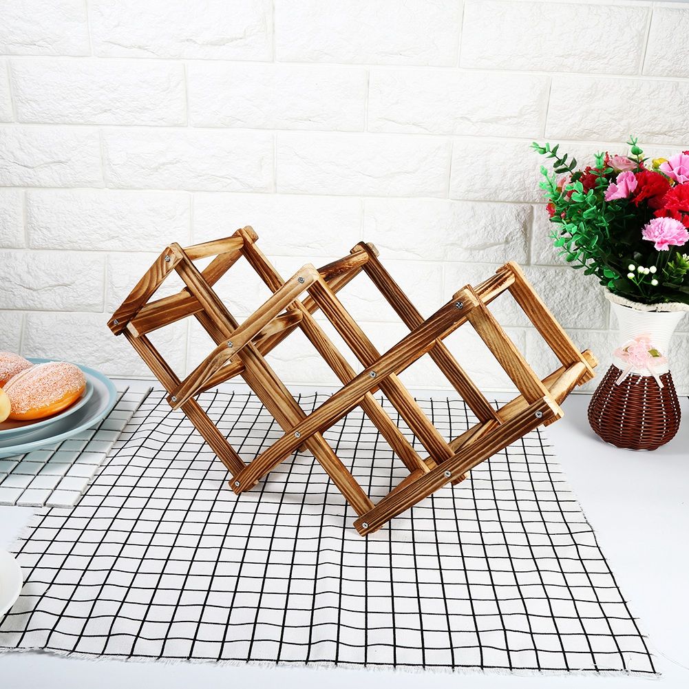 6 Bottle Foldable Wooden Wine Rack – wine storage and bottle display