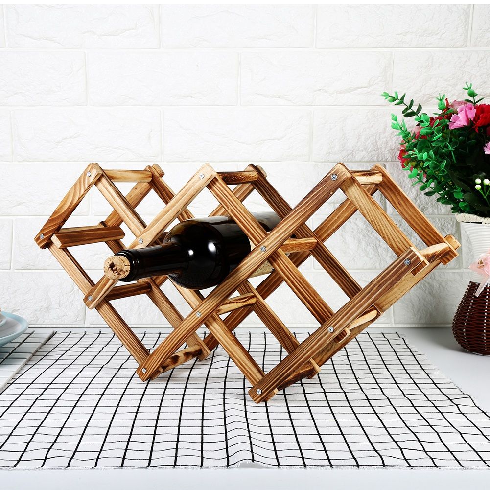 6 Bottle Foldable Wooden Wine Rack – wine storage and bottle display