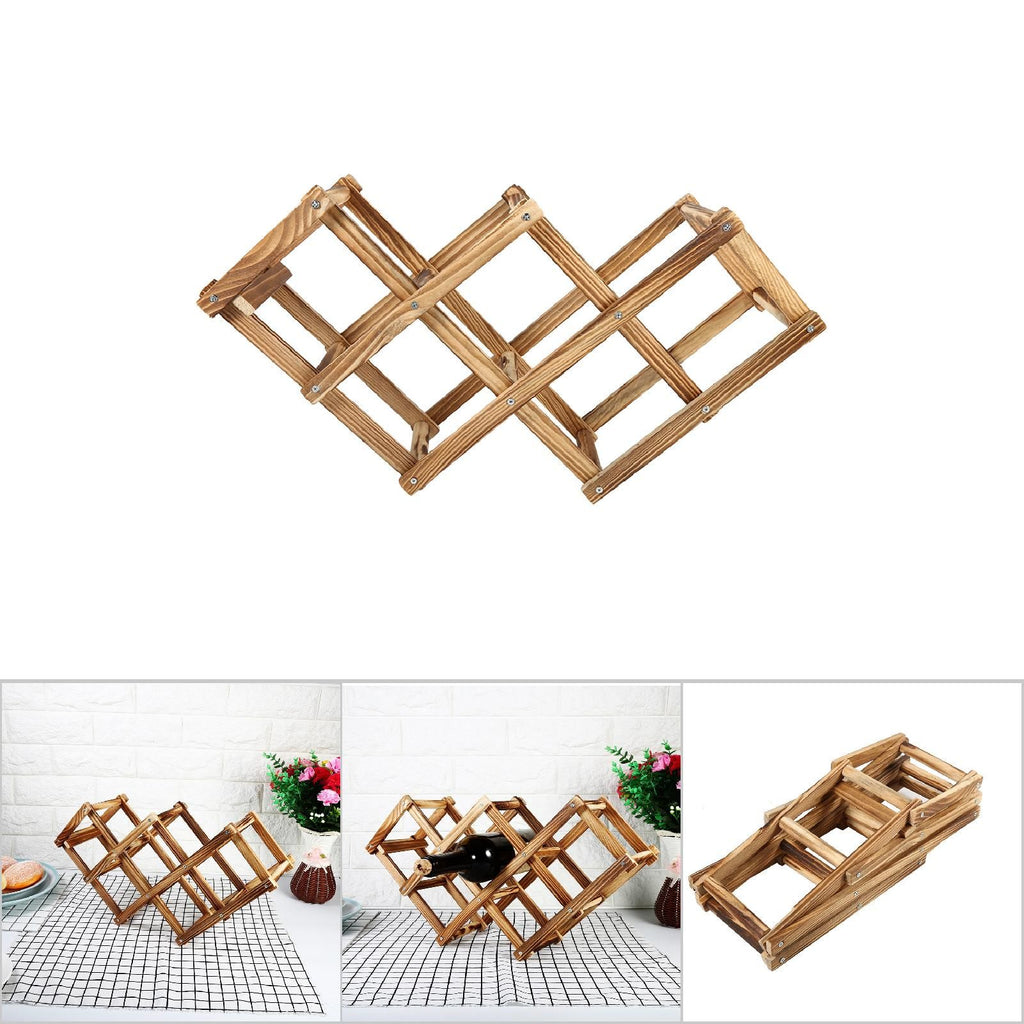 6 Bottle Foldable Wooden Wine Rack – wine storage and bottle display