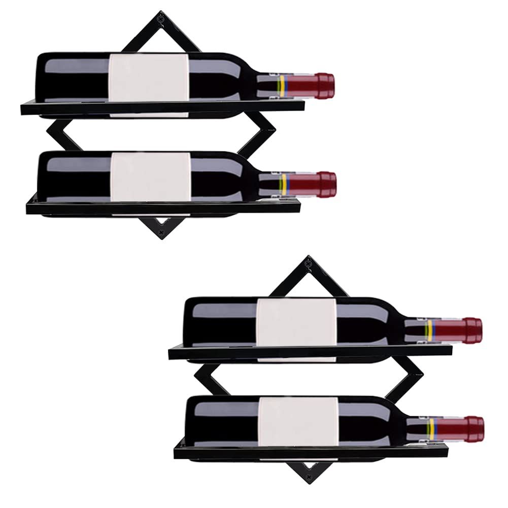 2 Piece Wall Mounted Metal Wine Rack Set – wine storage and bottle display