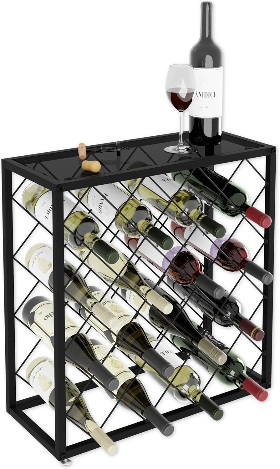 25 Bottle Freestanding Metal Wine Rack – wine storage and bottle display