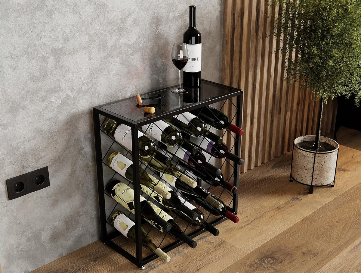 25 Bottle Freestanding Metal Wine Rack – wine storage and bottle display