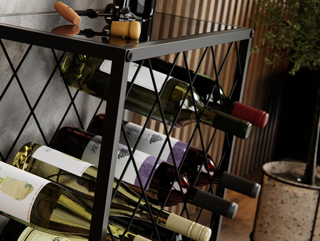 25 Bottle Freestanding Metal Wine Rack – wine storage and bottle display