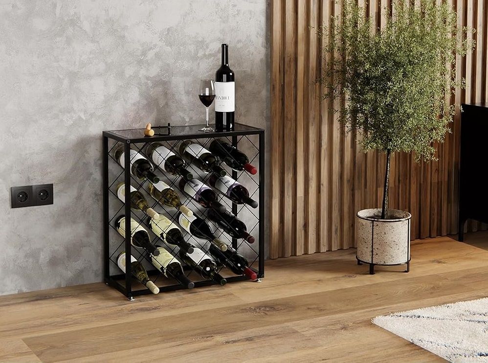 25 Bottle Freestanding Metal Wine Rack – wine storage and bottle display