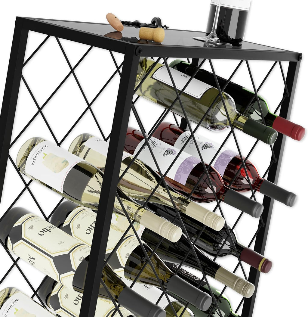 25 Bottle Freestanding Metal Wine Rack – wine storage and bottle display