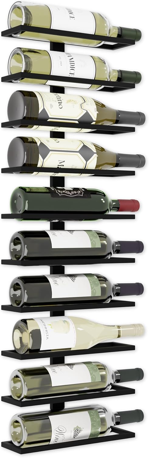 10 Bottle Wall Mounted Metal Wine Rack – wine storage and bottle display