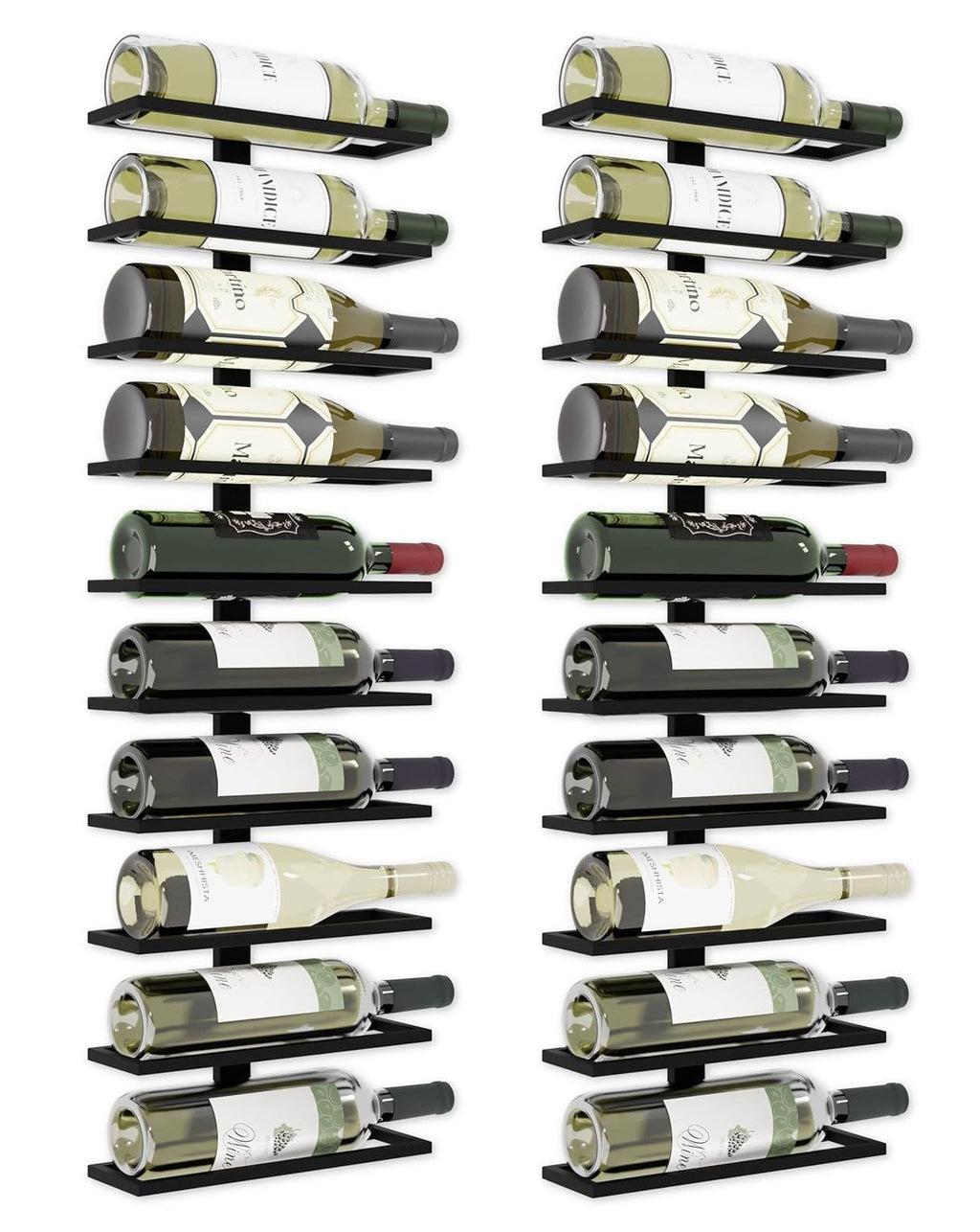 2 Piece Wall Mounted Metal Wine Rack Set | 20 Bottles – wine storage and bottle display