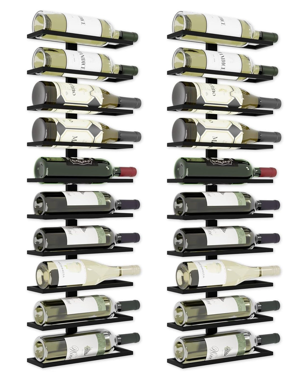 2 Piece Wall Mounted Metal Wine Rack Set | 20 Bottles – wine storage and bottle display