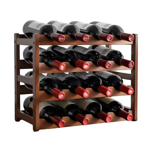 Carla Home 16 Bottle Wooden Wine Rack | 4 Tier – wine storage and bottle display