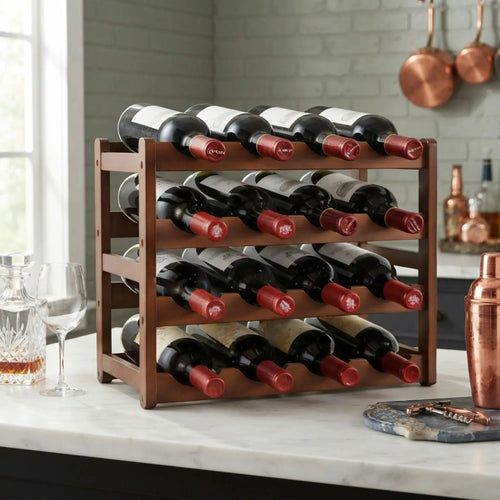 Carla Home 16 Bottle Wooden Wine Rack | 4 Tier – wine storage and bottle display
