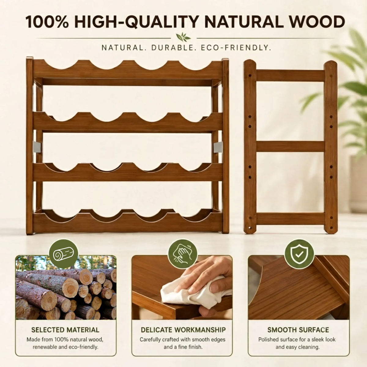 Carla Home 16 Bottle Wooden Wine Rack | 4 Tier – wine storage and bottle display