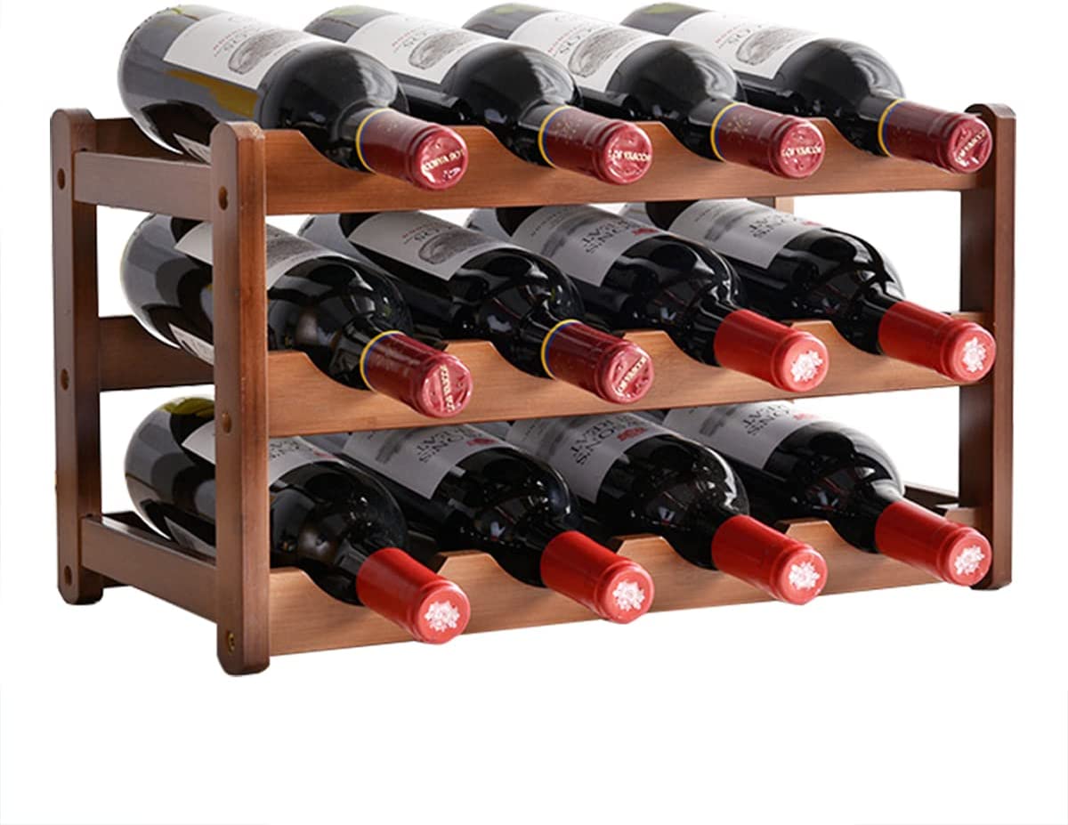12 Bottle Bamboo Wine Rack | 3 Tier Storage – wine storage and bottle display