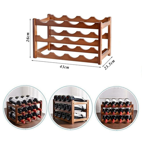 12 Bottle Bamboo Wine Rack | 3 Tier Storage – wine storage and bottle display