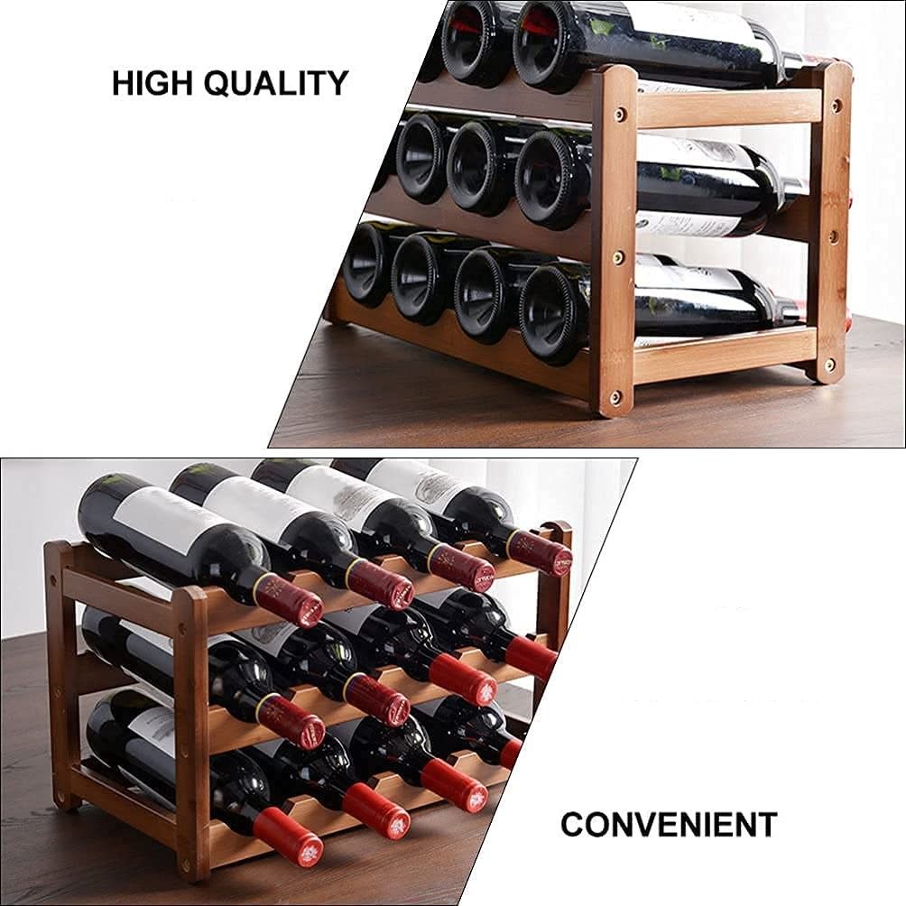 12 Bottle Bamboo Wine Rack | 3 Tier Storage – wine storage and bottle display
