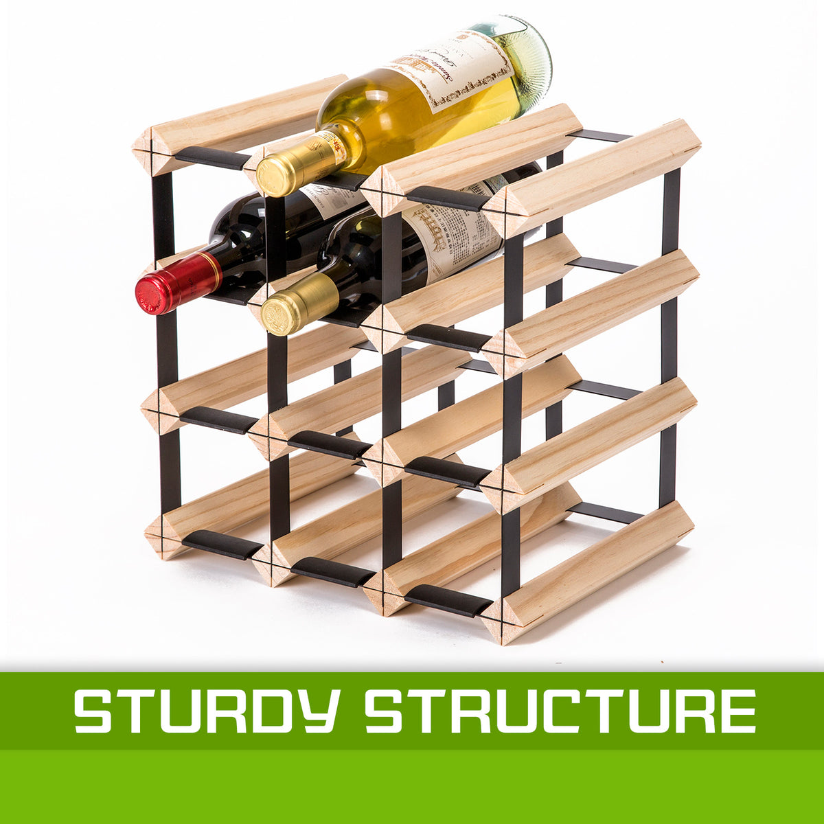 12 Bottle Timber Wine Rack | Modular Cellar Storage – wine storage and bottle display