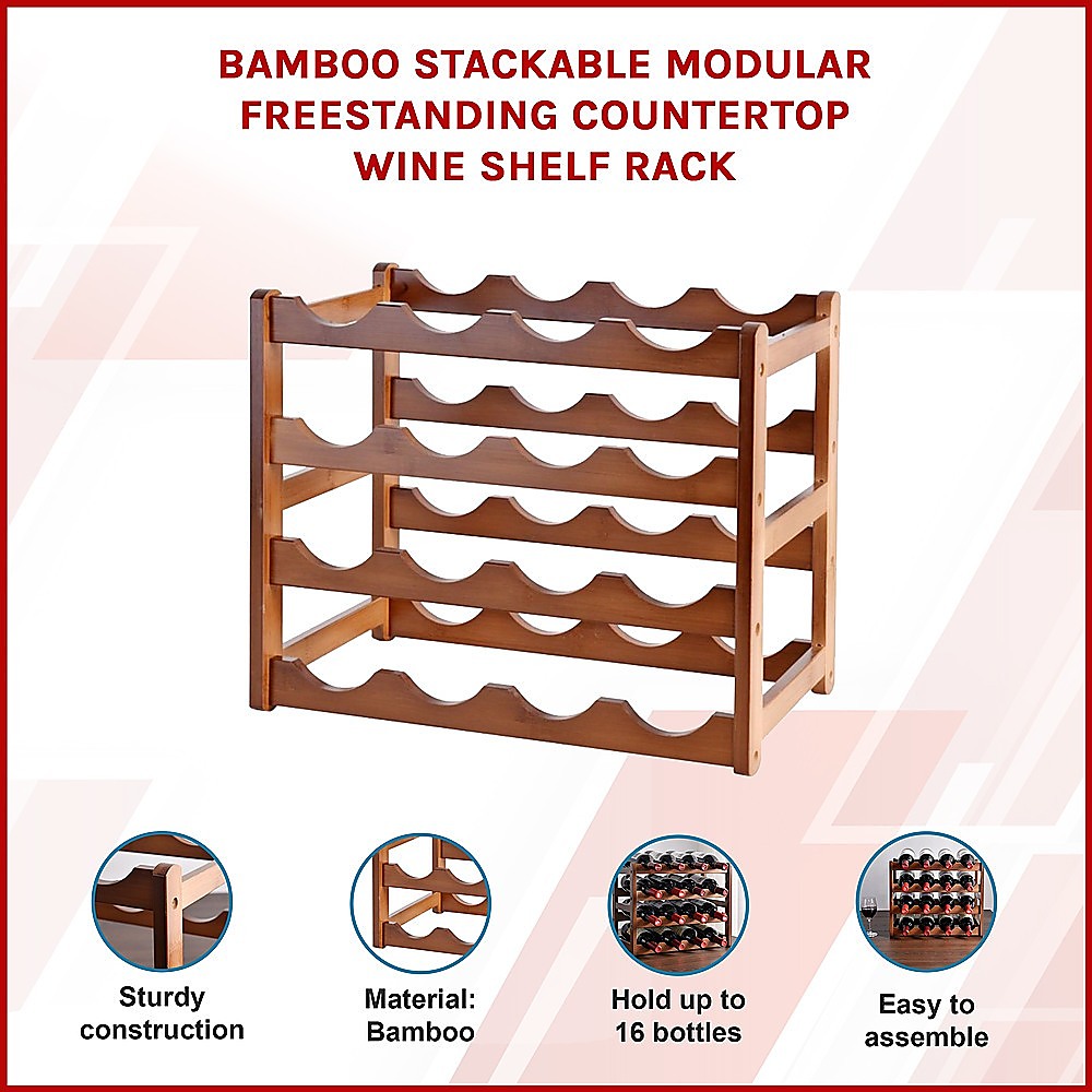 Stackable Bamboo Wine Rack | Modular Countertop Storage – wine storage and bottle display