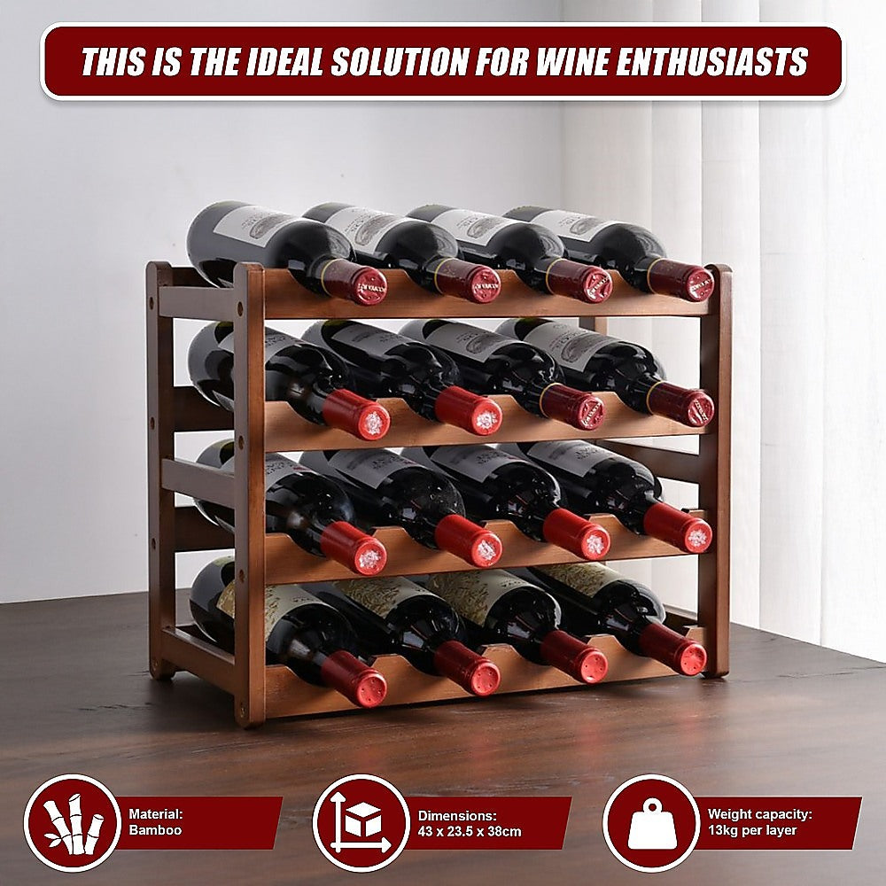 Stackable Bamboo Wine Rack | Modular Countertop Storage – wine storage and bottle display