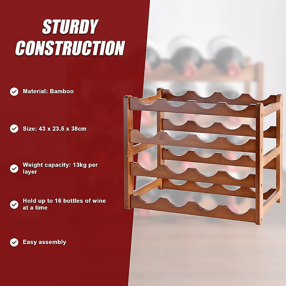 Stackable Bamboo Wine Rack | Modular Countertop Storage – wine storage and bottle display