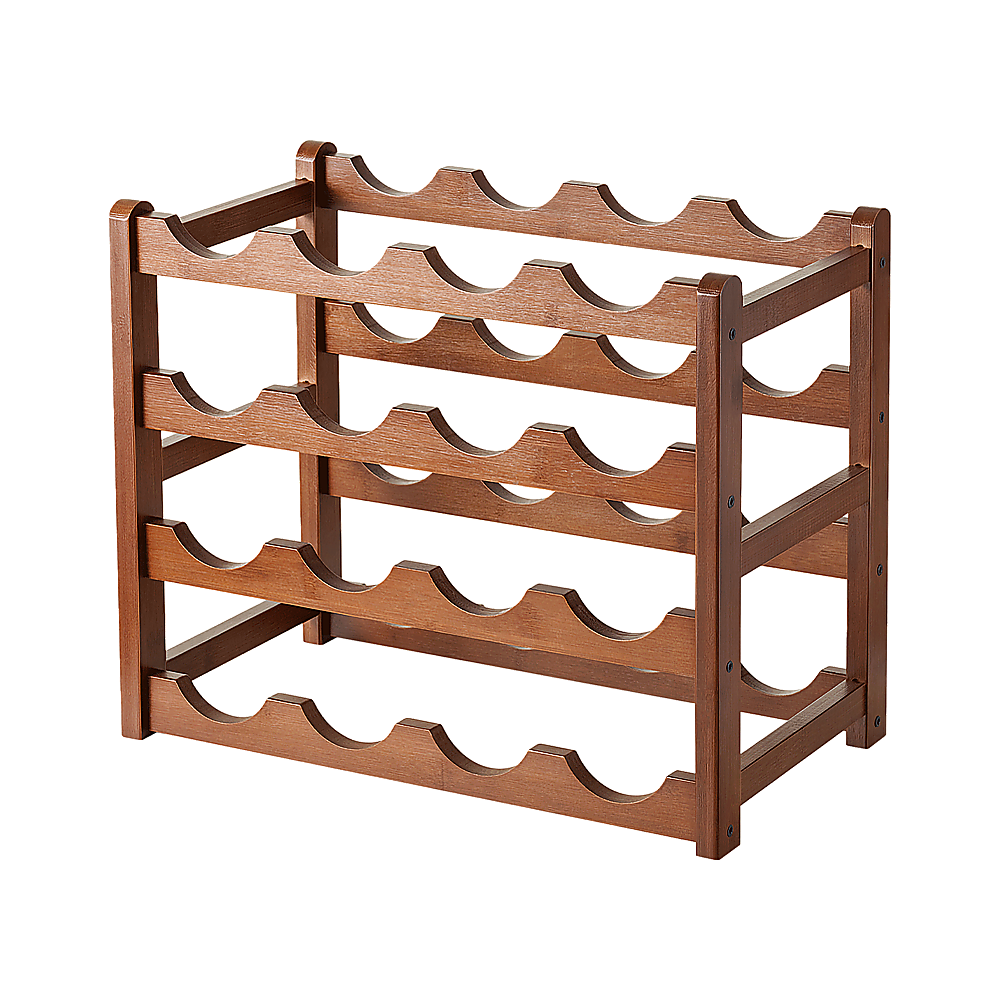 15 Bottle Bamboo Wine Rack with 6 Glass Holder – wine storage and bottle display
