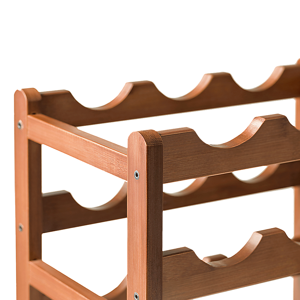 15 Bottle Bamboo Wine Rack with 6 Glass Holder – wine storage and bottle display