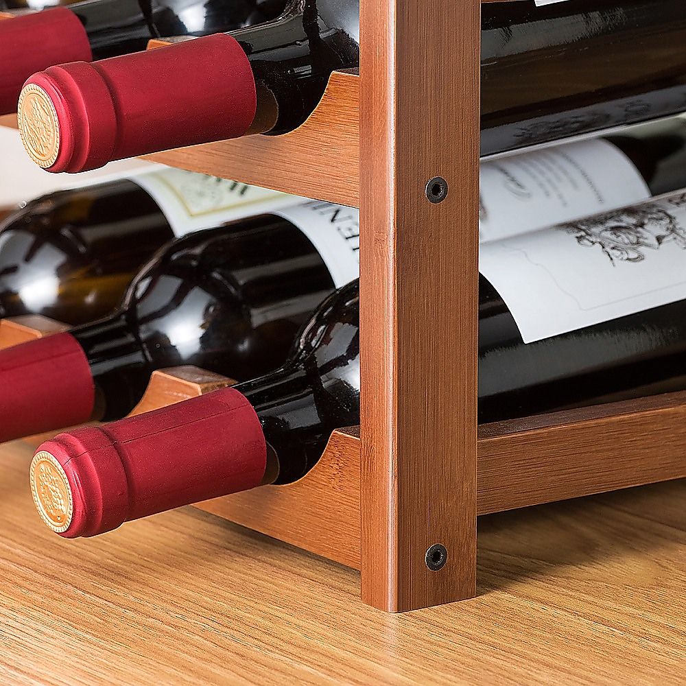 15 Bottle Bamboo Wine Rack with 6 Glass Holder – wine storage and bottle display
